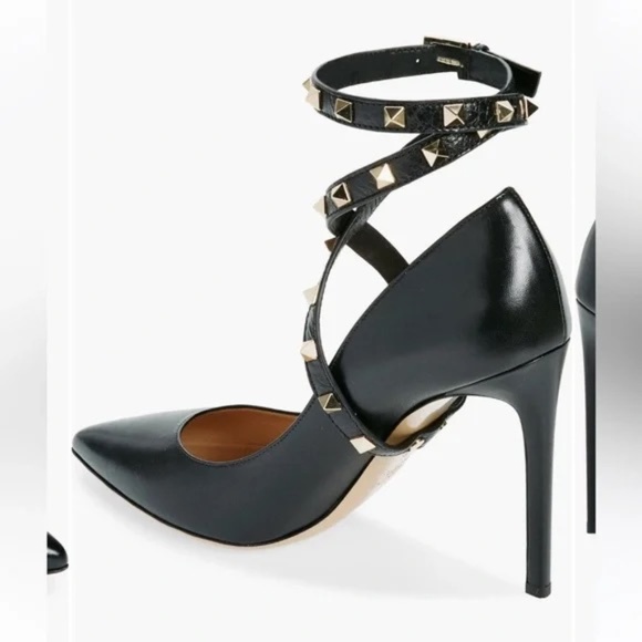 Valentino Ankle Strap Black Heels Size 40 - Picture 3 of 15